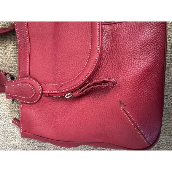 Brighton Red Pebbled Leather Shoulder Tote Bag Rare Retired EUC - Picture 7 of 16